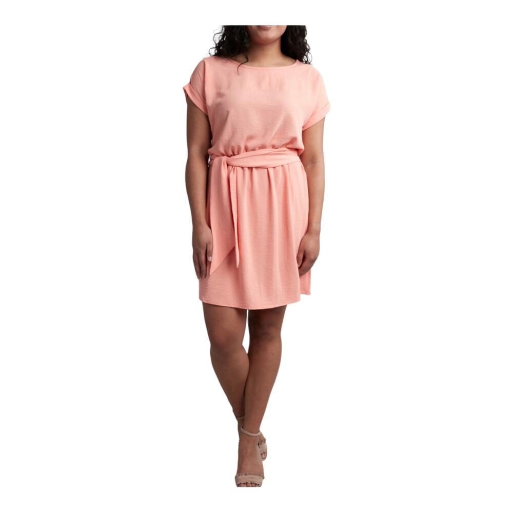 Savii Capri melon sunset short sleeves mini belted dress size 3X